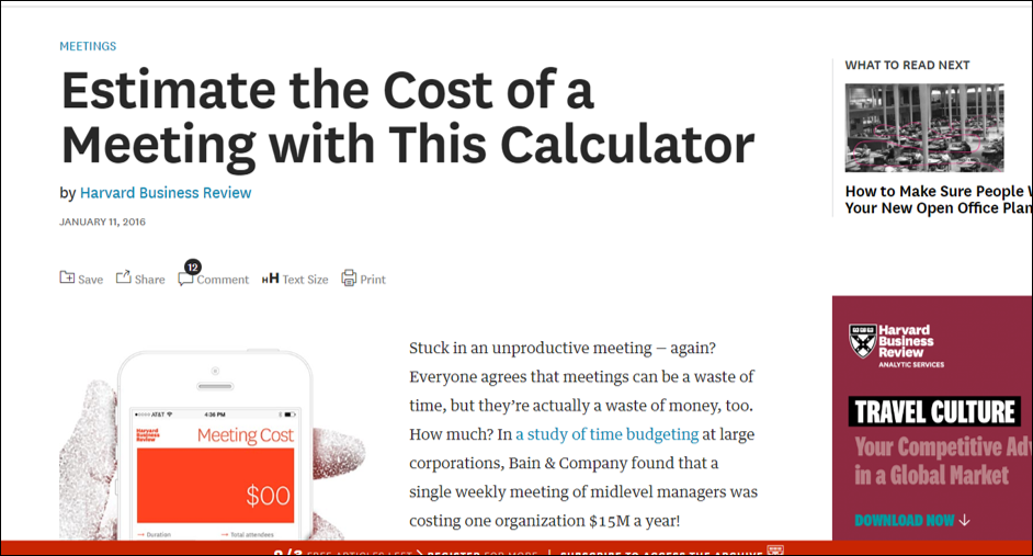 The Meeting Cost Calculator